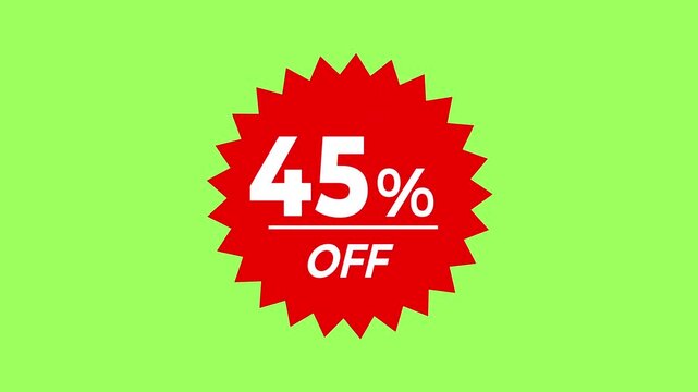 45 % Off Sale Discount Badge Animation on Green Screen