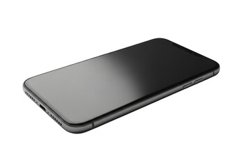 High-quality image of a sleek black smartphone isolated on transparent background