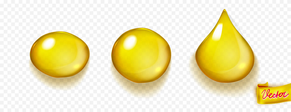 Golden Oil Drop 3D Cosmetic Liquid Vector Isolated