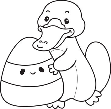 Cute set of platypus sticker with halloween activity. Platypus 