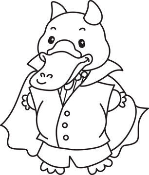 Cute set of platypus sticker with halloween activity. Platypus 