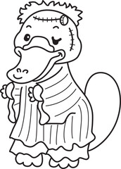 Obraz premium Cute set of platypus sticker with halloween activity. Platypus 