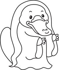 Fototapeta premium Cute set of platypus sticker with halloween activity. Platypus 