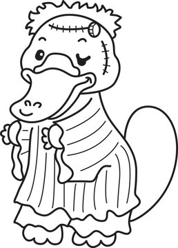 Cute set of platypus sticker with halloween activity. Platypus 