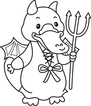 Cute set of platypus sticker with halloween activity. Platypus 