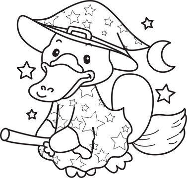 Cute set of platypus sticker with halloween activity. Platypus 