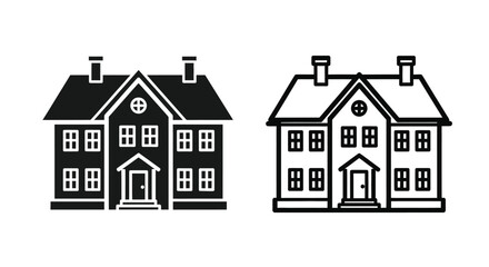 Two detailed house designs black outlines a striking silhouette