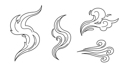 Naklejka premium Abstract swirling shapes and lines create a dynamic black silhouette