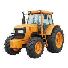 Obraz premium A powerful orange tractor with large tires parked on a png background