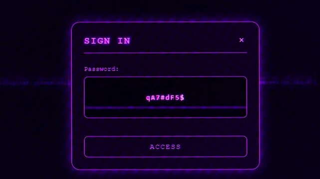 Hacker enters password to gain access to secure system at night