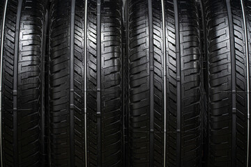 New summer car tires on a rack © StockBox