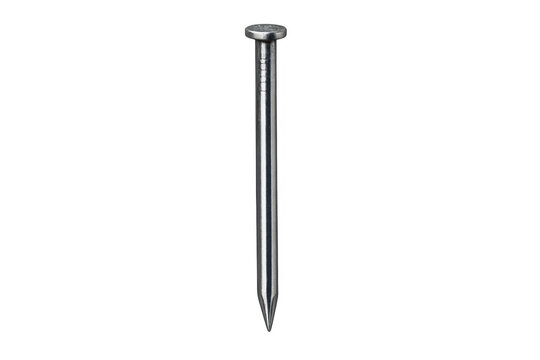 Stainless steel metal construction nail on transparent background