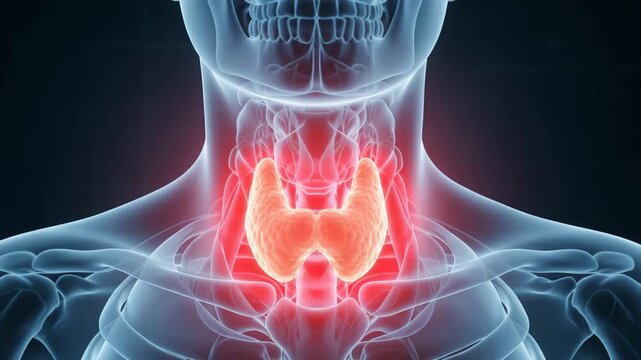 Front Neck Anatomy With Glowing Thyroid Medical Interface