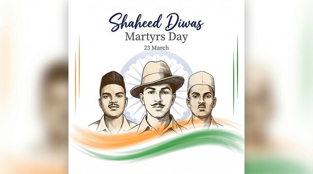 Shaheed Diwas 23 March Patriotic Tribute to Indian Freedom Fighters Bhagat Singh Rajguru Sukhdev Martyrs Day India