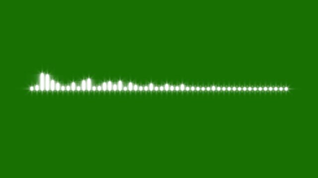 Audio visualiser, white audio waveform spectrum animation on green background. line audio wave visualization. animated sound wave spectrum. music sound wave in 4K animation with alpha channel
