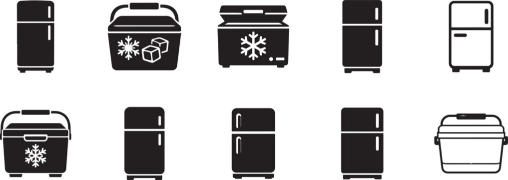 Refrigerator fridge freezer icon set vector illustration for website, logo, app, template and ui .