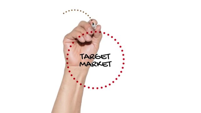Marketing Mix 7Ps Strategy Diagram with Target Market on Whiteboard