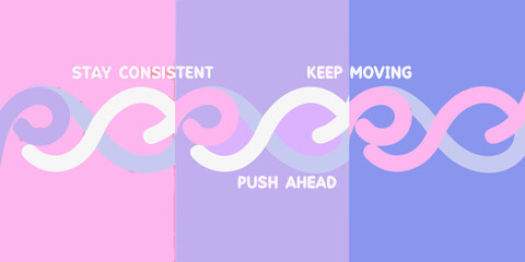 Motivational graphic with pastel colors and flowing ribbon typography