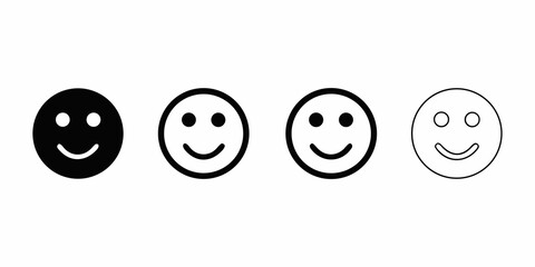 Four progressively lighter smiley face icons in a horizontal row