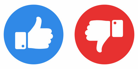 A blue thumbs up and a red thumbs down on oval backgrounds