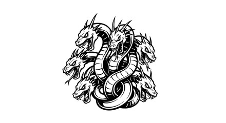 Circular arrangement of roaring dragons with intricate patterns