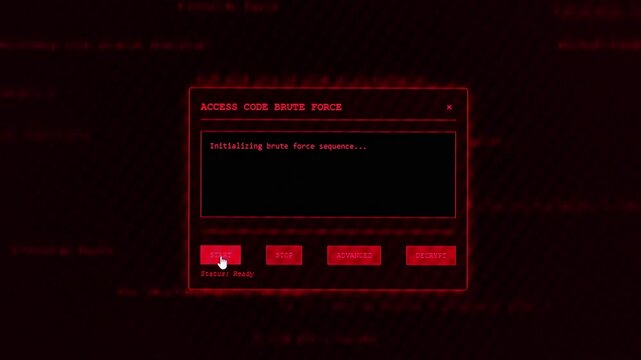 Brute force attack on access code with computer interface in dark environment