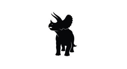 Black triceratops dinosaur profile against a white background silhouette © MDRAYHAN
