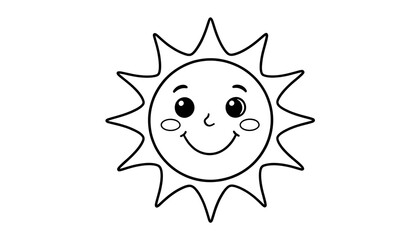 Obraz premium Cute smiling sun coloring page illustration