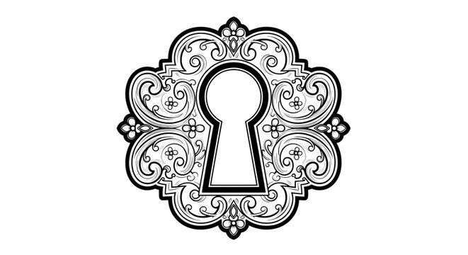 ornate vintage keyhole with intricate floral swirls
