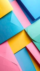 Fototapeta premium Vibrant Abstract Composition of Overlapping Geometric Shapes in Bright Colors