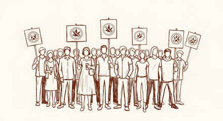 Fototapeta premium People protesting with signs in unison.