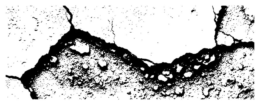 High contrast grunge texture of cracked asphalt with rough stone surface