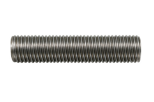 Stainless steel threaded rod stud bolt on transparent background