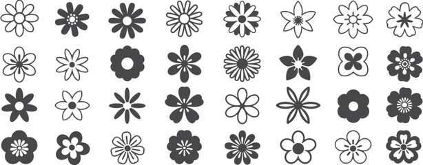 Obraz premium Collection of Simple Flower Icons floral bloom