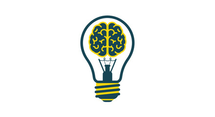 Brain inside a lightbulb representing ideas and thought silhouette © MK2.00