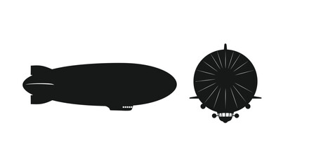 Two airships in profile a striking black graphic silhouette © MK2.00