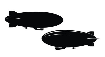Two airships floating in the sky a stark black silhouette © MK2.00