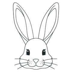 Obraz premium Cute Cartoon Rabbit Face with Long Ears.