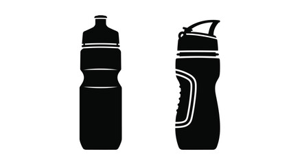 Two black water bottles displayed side by side a striking silhouette