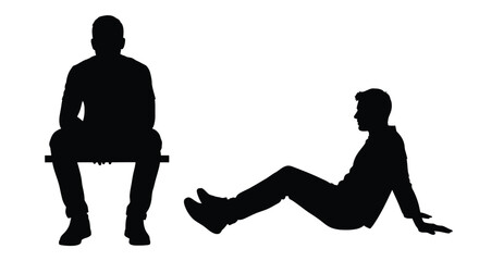 Two men seated in different poses a striking black silhouette © MK2.00