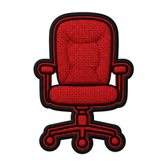 Fototapeta premium A red office chair with a tufted backrest isolated on transparent background, icon png