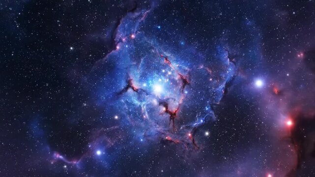 Stunning deep space nebula with vibrant blue and purple hues