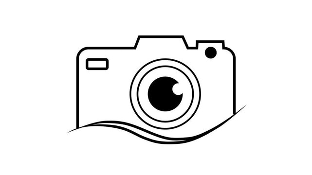 Technology camera icon animation with white background