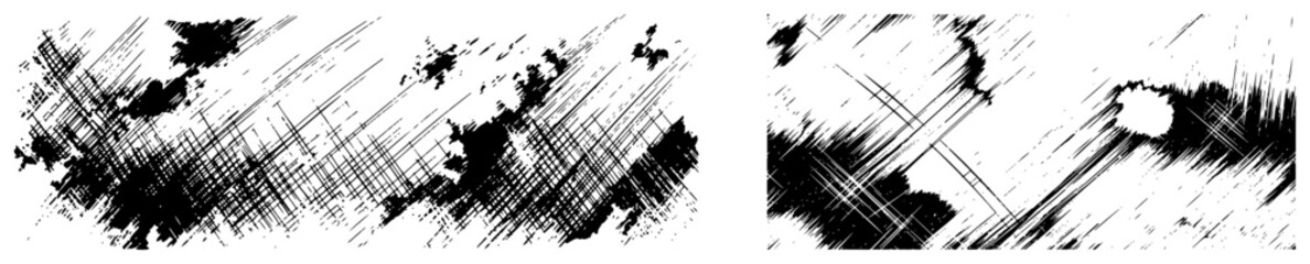 Abstract hatching textures and ink brushstroke patches for artistic background design