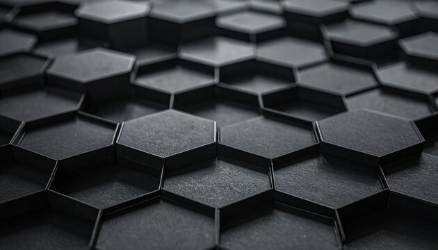 &ldquo;Black hexagonal tile pattern with depth.&rdquo;
