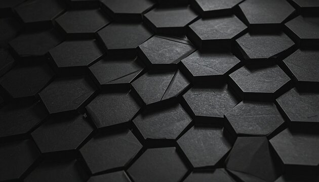 &ldquo;Black hexagonal tile pattern with depth.&rdquo;