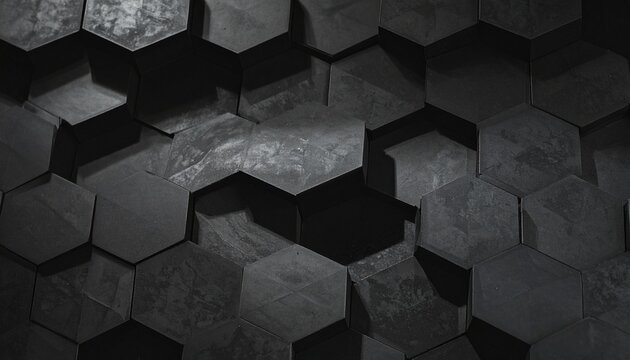 &ldquo;Black hexagonal tile pattern with depth.&rdquo;