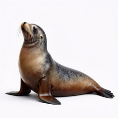 stop-motion sea lion. side view of a sea lion on white background