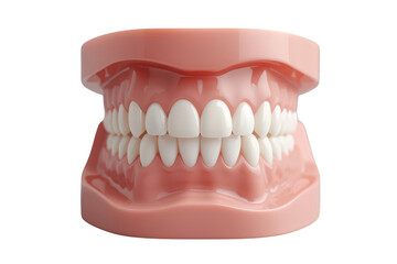 Obraz premium Dental anatomy model displaying healthy white teeth and pink gums, illustrating oral care and dentistry science with transparent background