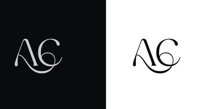 Elegant AC letter monogram logo vector in sophisticated serif style...